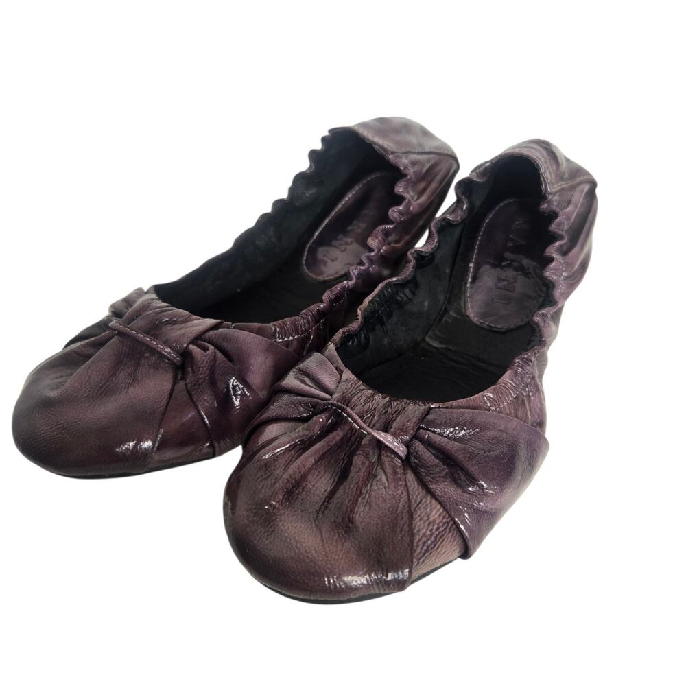 Marni Womens Ballet Flats Purple Patent Leather Comfort Work Fall Size 42 IT